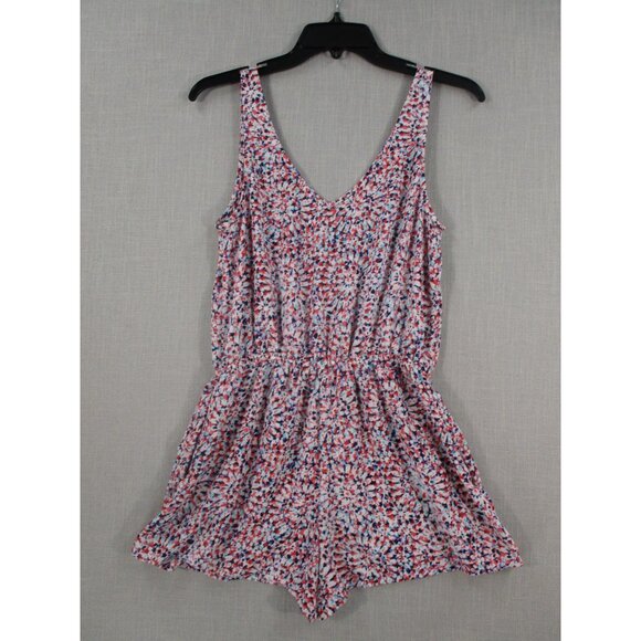 Aqua Womens Sleeveless V-Neck Romper Small Multicolor Abstract Print 100% Polyes - Picture 7 of 8